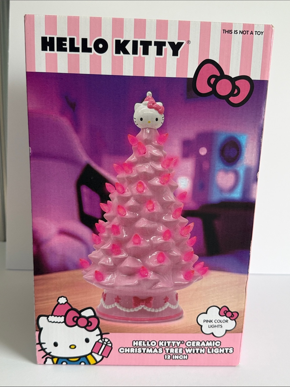 Hello Kitty Pink Ceramic Light-Up Christmas Tree